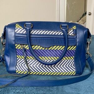 Rebecca Minkoff mab mini in multi Blue purple Yellow woven satchel